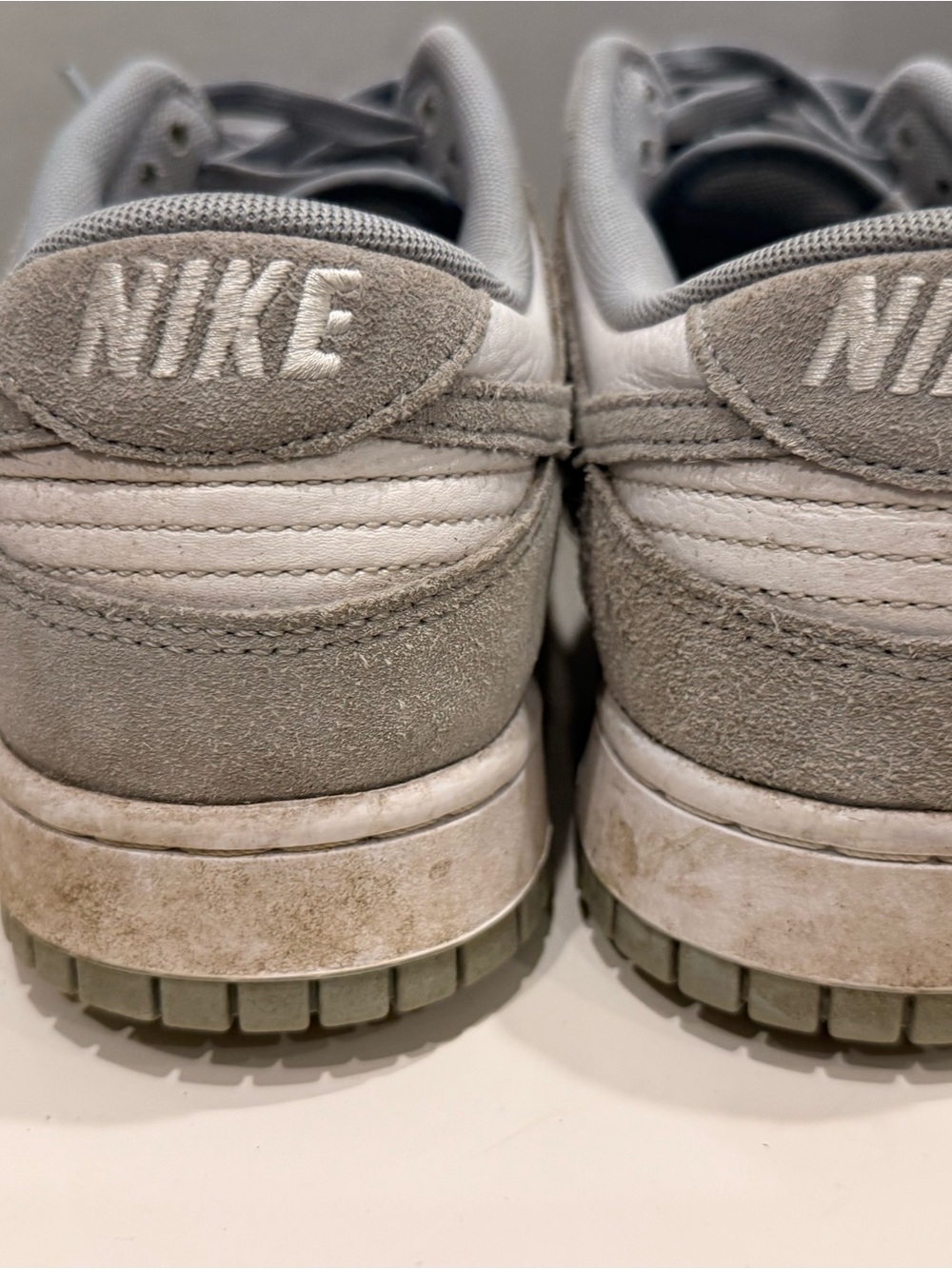 Nike Dunk Low Men’s 12 Gray White Leather Suede Sneakers Casual Streetwear Shoes - Picture 4 of 5